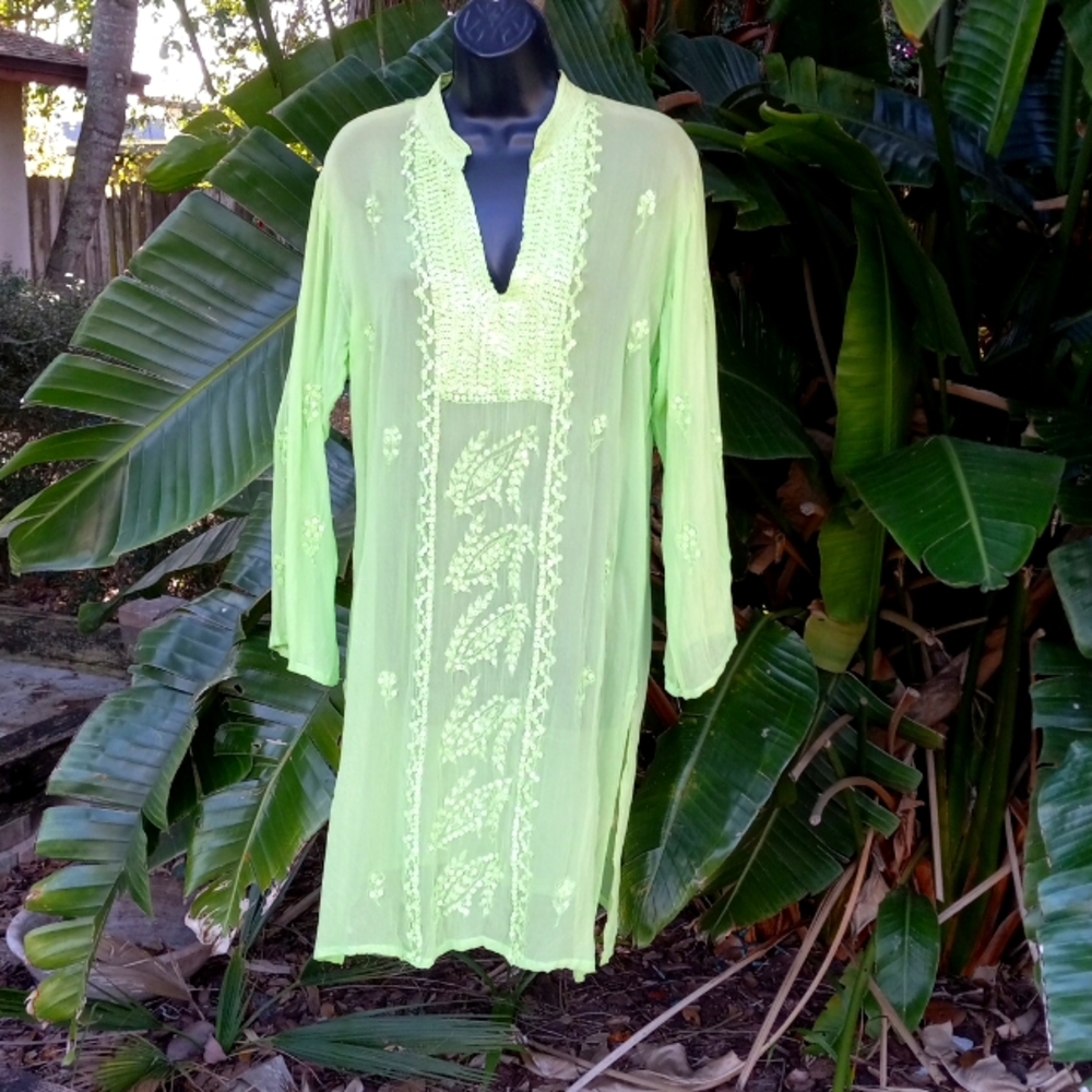 Sequin Silk Bathing Tunic Top - image 2
